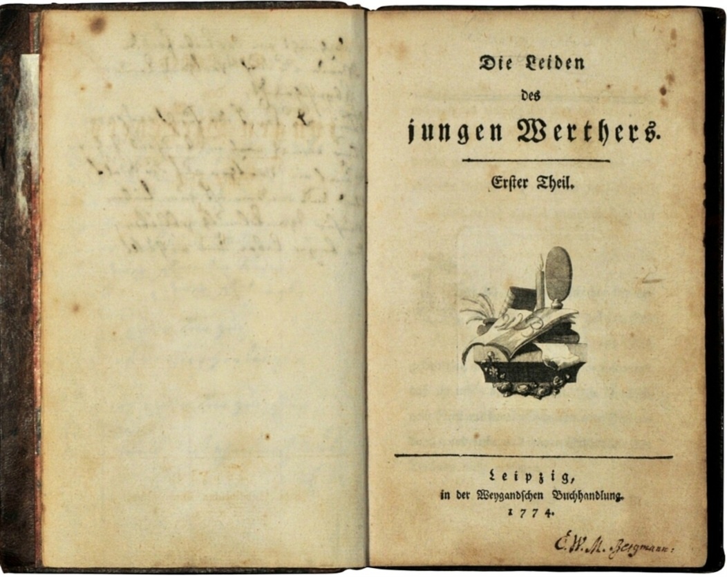 Первое издание книги «Страдания юного Вертера» Гёте 1774 года 