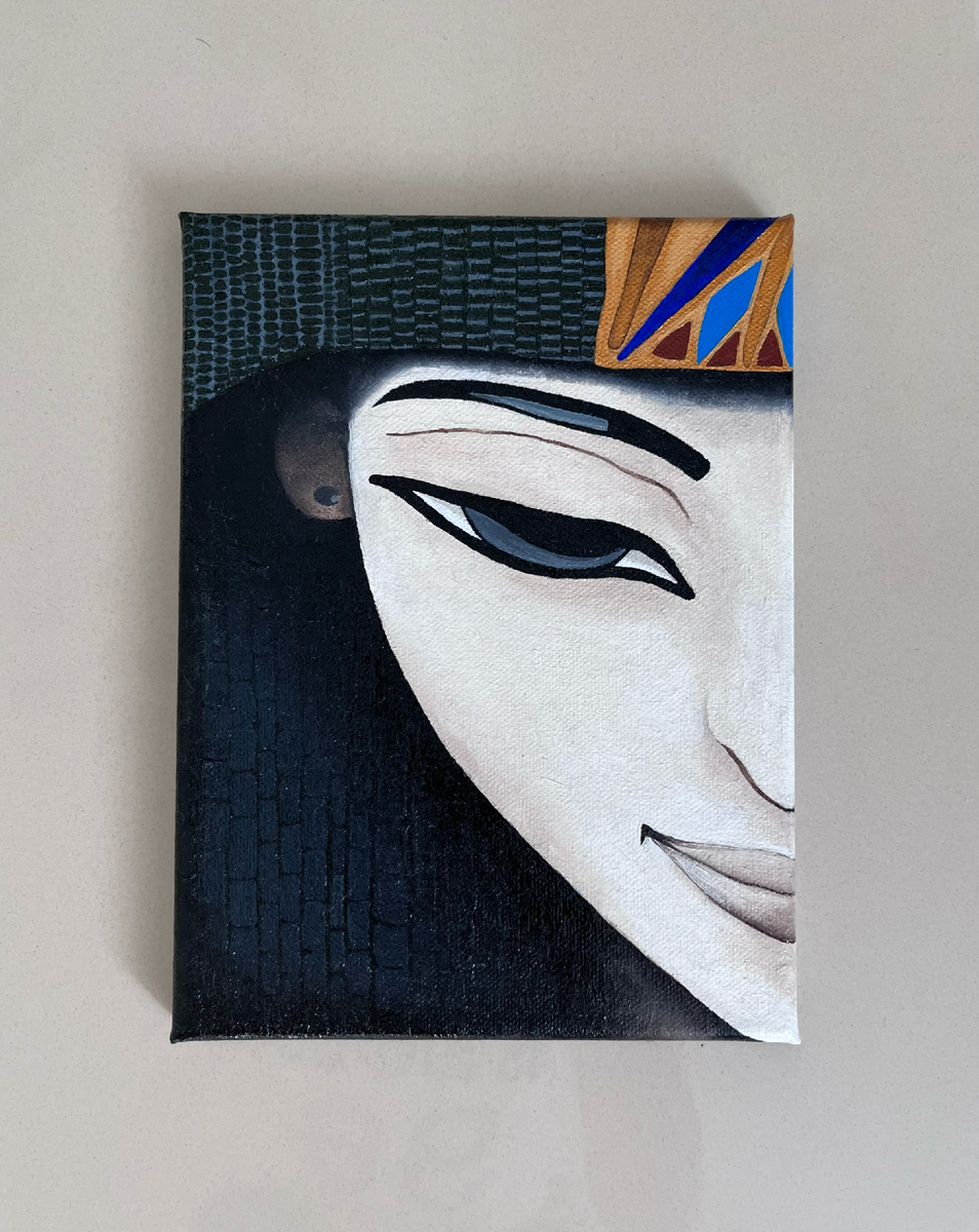 Моя работа: картина маслом "Загадочная улыбка древнеегипетской статуи"