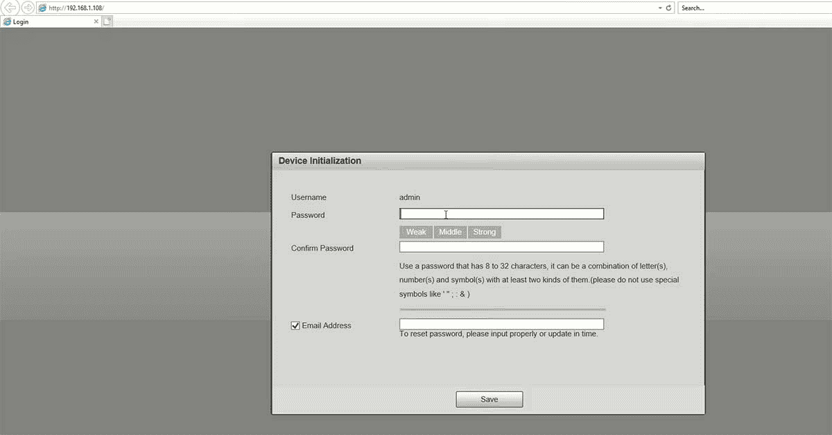 Скрин процедуры создания пароля пользователя на камерах от Dahua