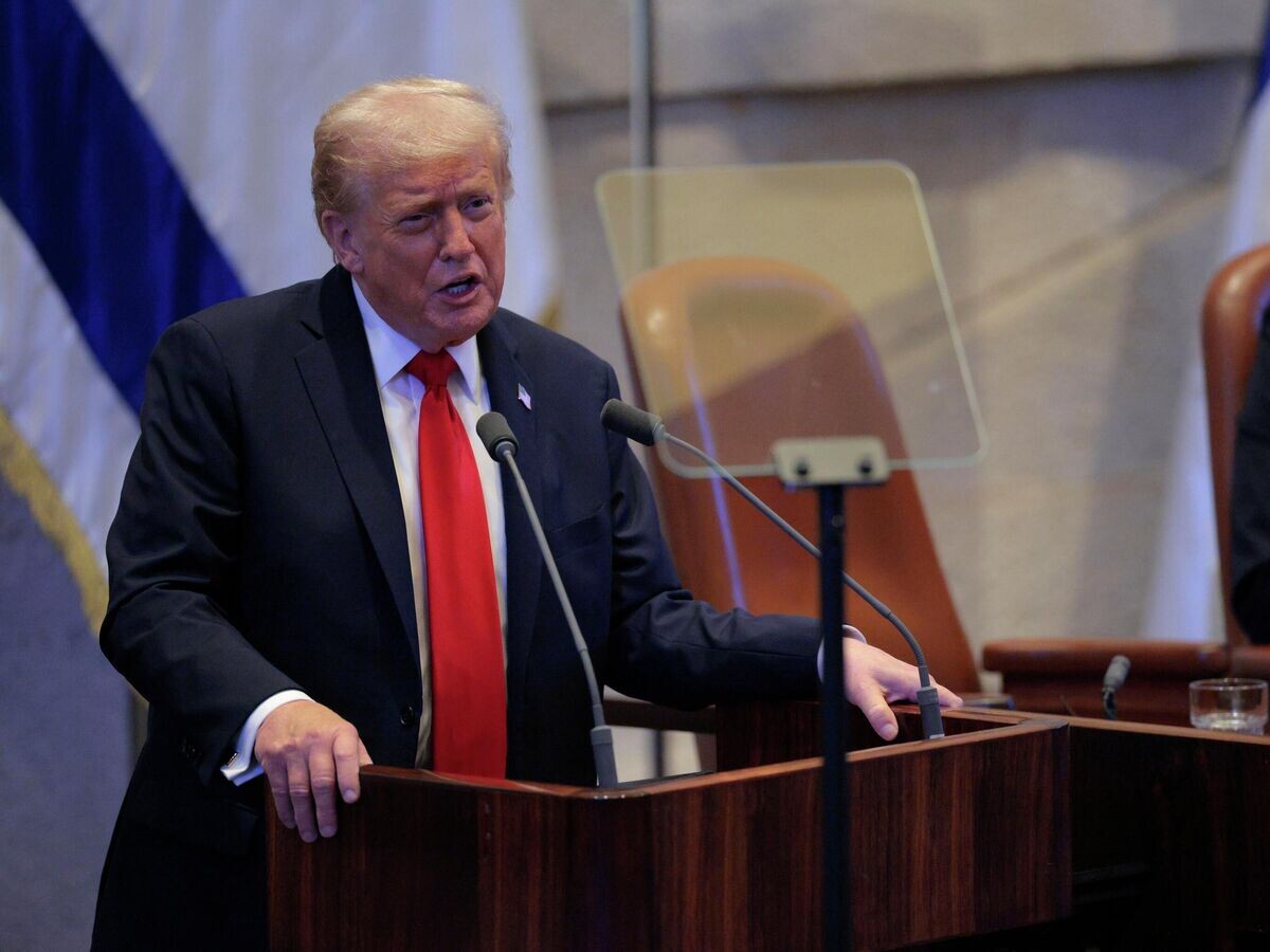    Президент США Дональд Трамп выступает в парламенте Израиля© Getty Images / Chip Somodevilla