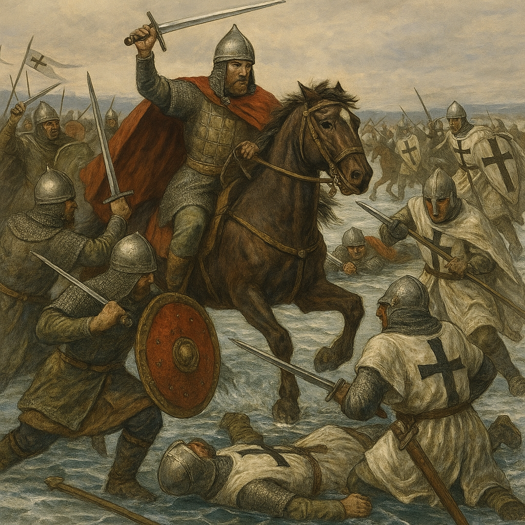 dzen.ru 1242 год - князь Александр Невский разбил Лионвонский орден на льду Чудского озера.