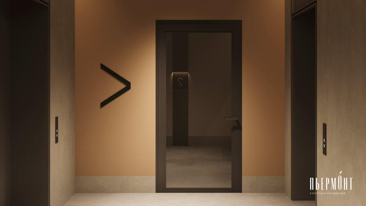 Выход к лифтам и лифтовый холл