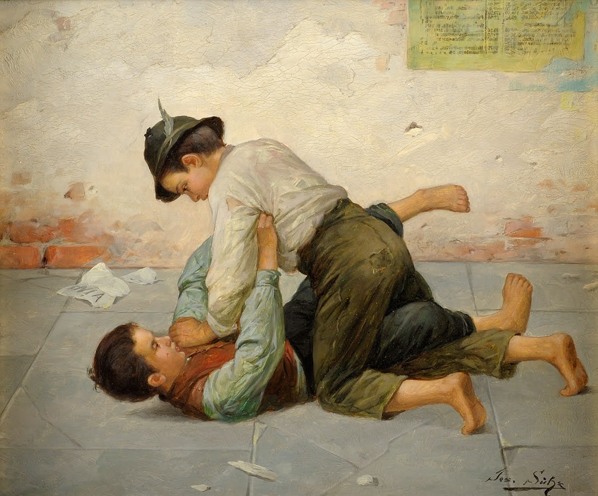 Ссорящиеся мальчики. Художник – Йозеф Венцель Зюсс (нем. Josef Wenzel Süss, 1867–1937). Частная коллекция