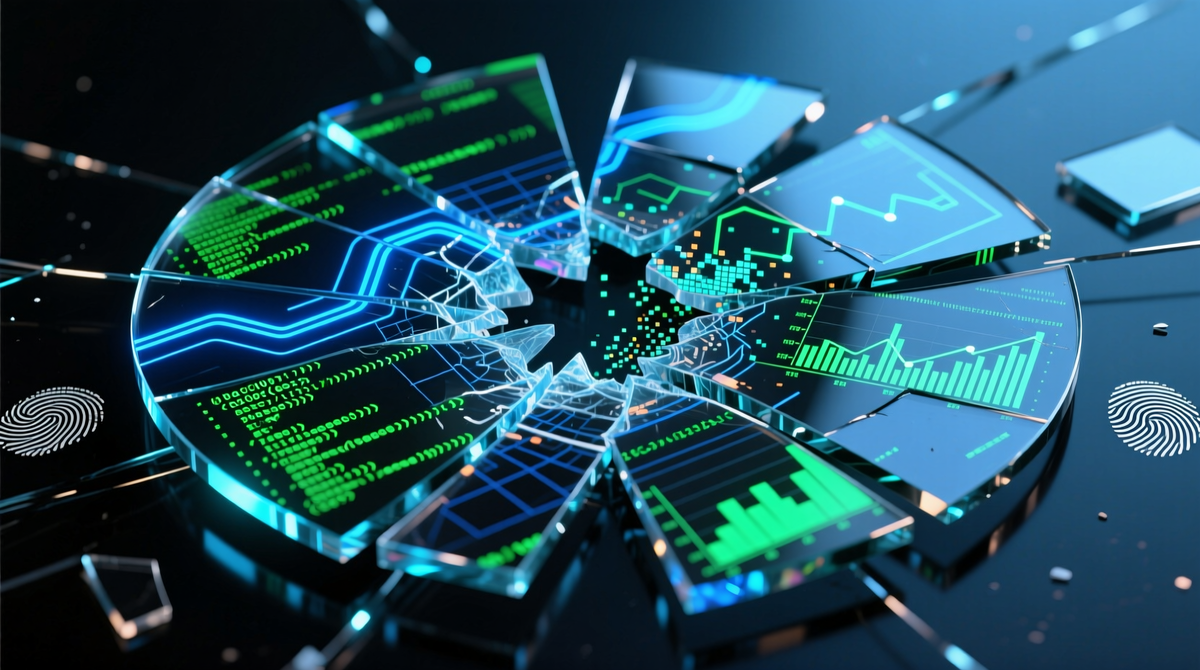 Процесс критического анализа красивой научной метафоры. Целостный, но иллюзорный образ разбит на составляющие. Отдельные фрагменты сохраняют элементы исходных данных, демонстрируя, что за целостной аналогией скрывается набор конкретных, не всегда связанных фактов.