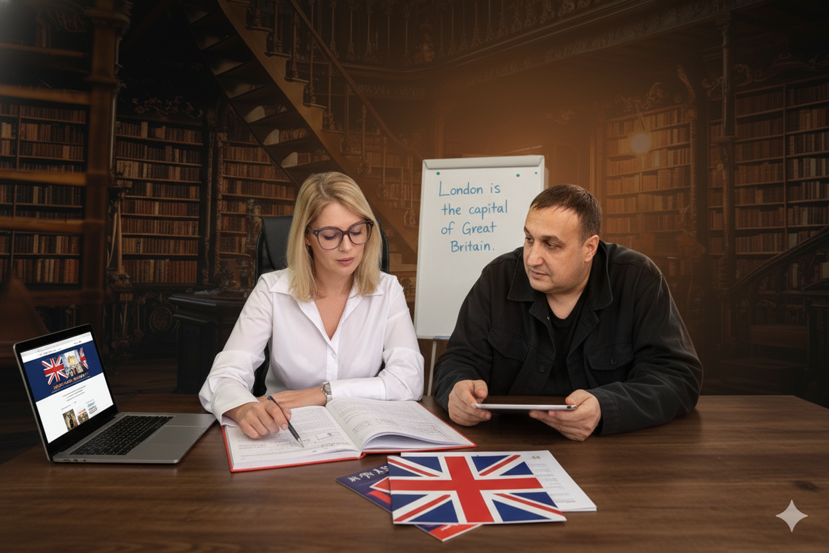 Работа над рекламой школы изучения английского языка 