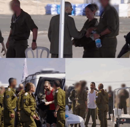    Израильские военные встречают освобождённых заложников. Кадр из видео / x.com/IDF