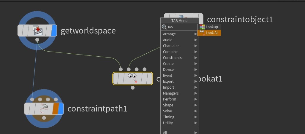 Выбор в списке ноды Look Art