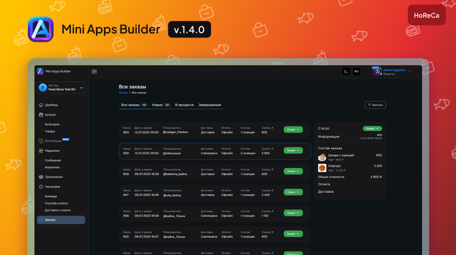 Раздел "Заказы" в личном кабинете на сайте.