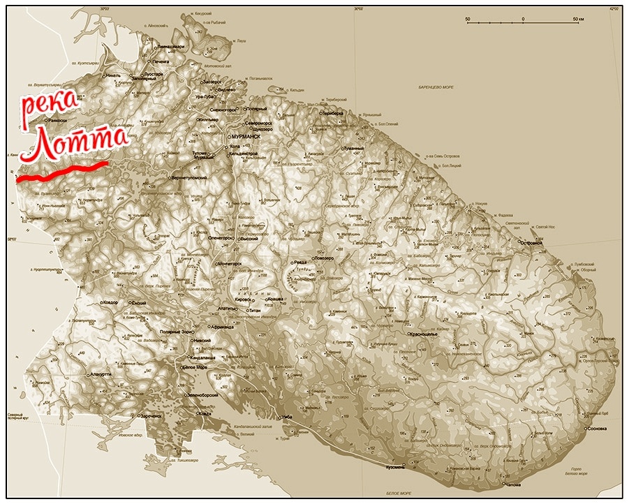 Лотта на карте Мурманской области