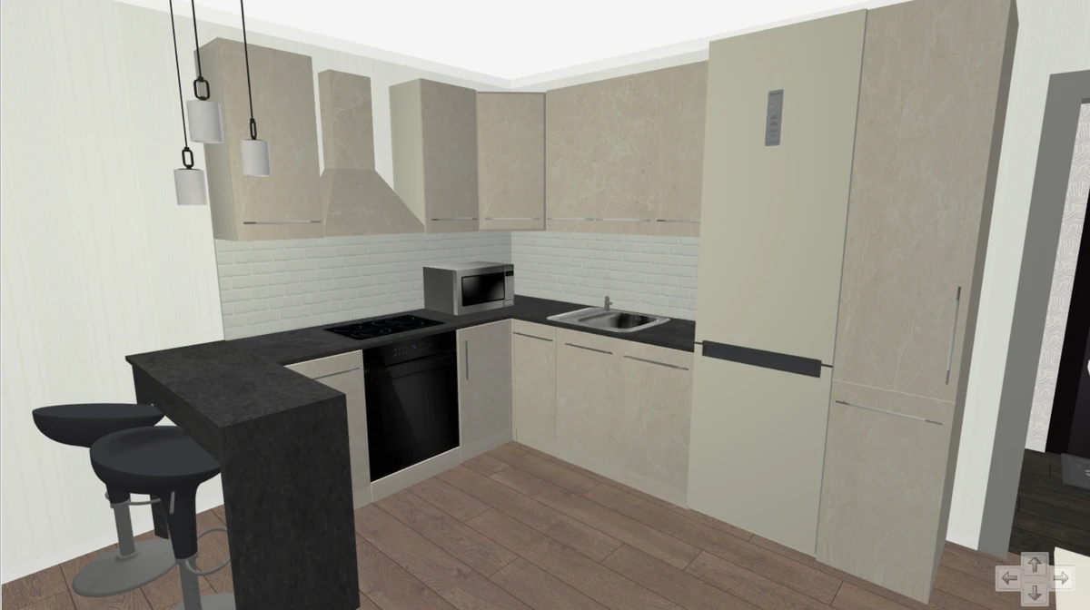 Проект кухни созданный в программе Дизайн Интерьера 3D
