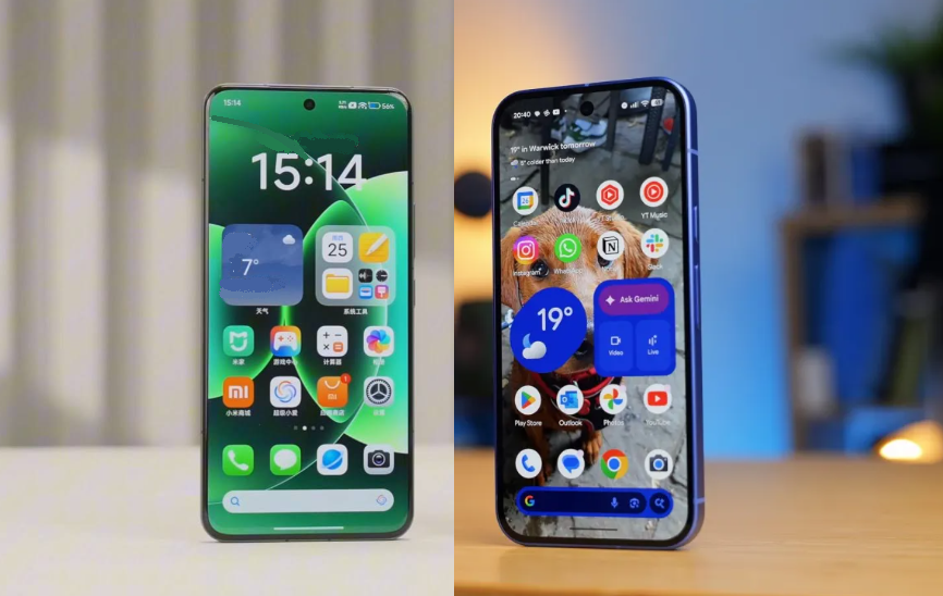 Xiaomi 17 Pro слева и Pixel 10 Pro справа