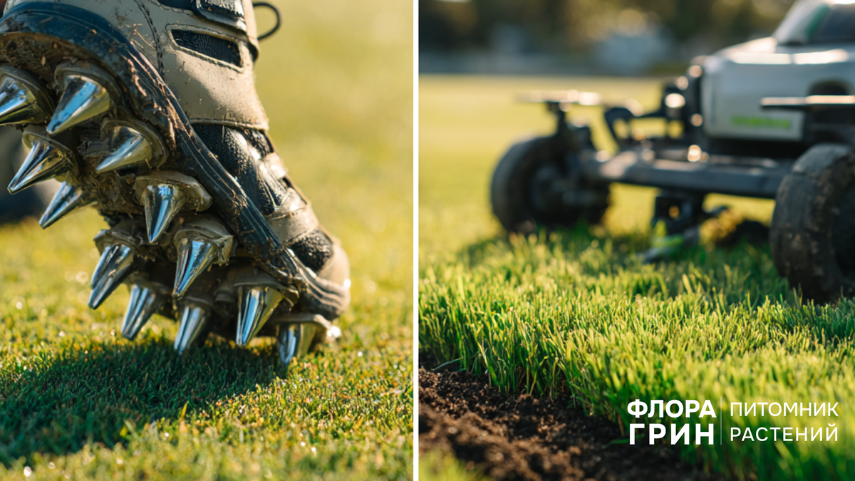 Аэрация газона осенью улучшает доступ кислорода к корням и помогает траве легче перенести зиму.