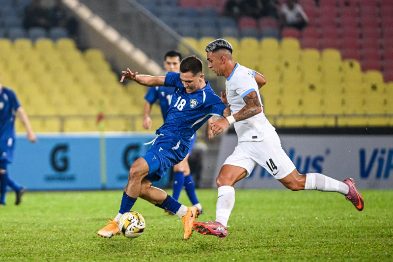 Фрагмент матча Узбекистан-Уругвай. Фото пресс-службы АФУ