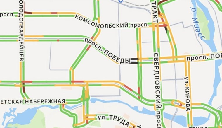    Участки с пробками не сильно протяженные, однако их много Сервис «Яндекс карты»