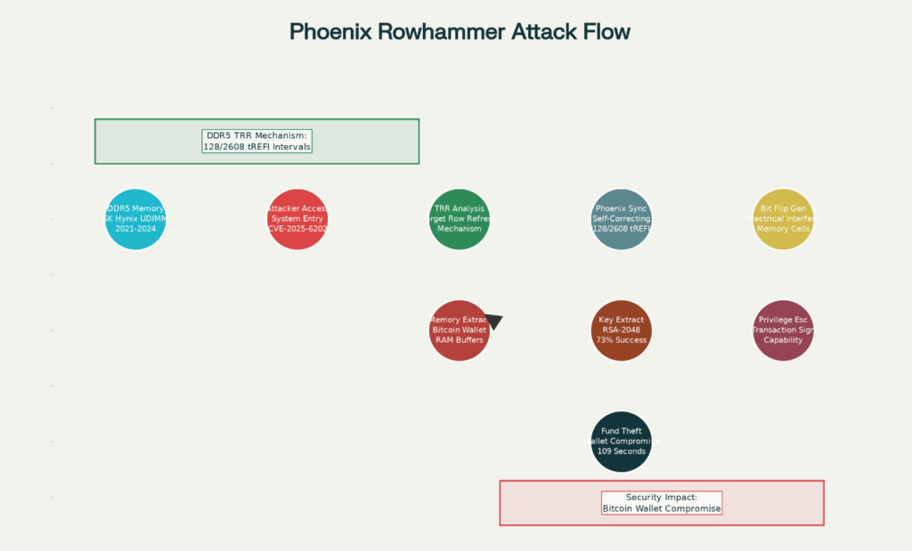 Phoenix Rowhammer Attack Process Targeting Bitcoin Wallets in SK Hynix DDR5 Memory