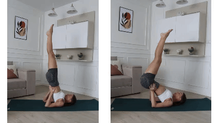 Примеры перевернутых поз: при нормальном самочувствии и отсутствии других противопоказаний, можете их выполнять