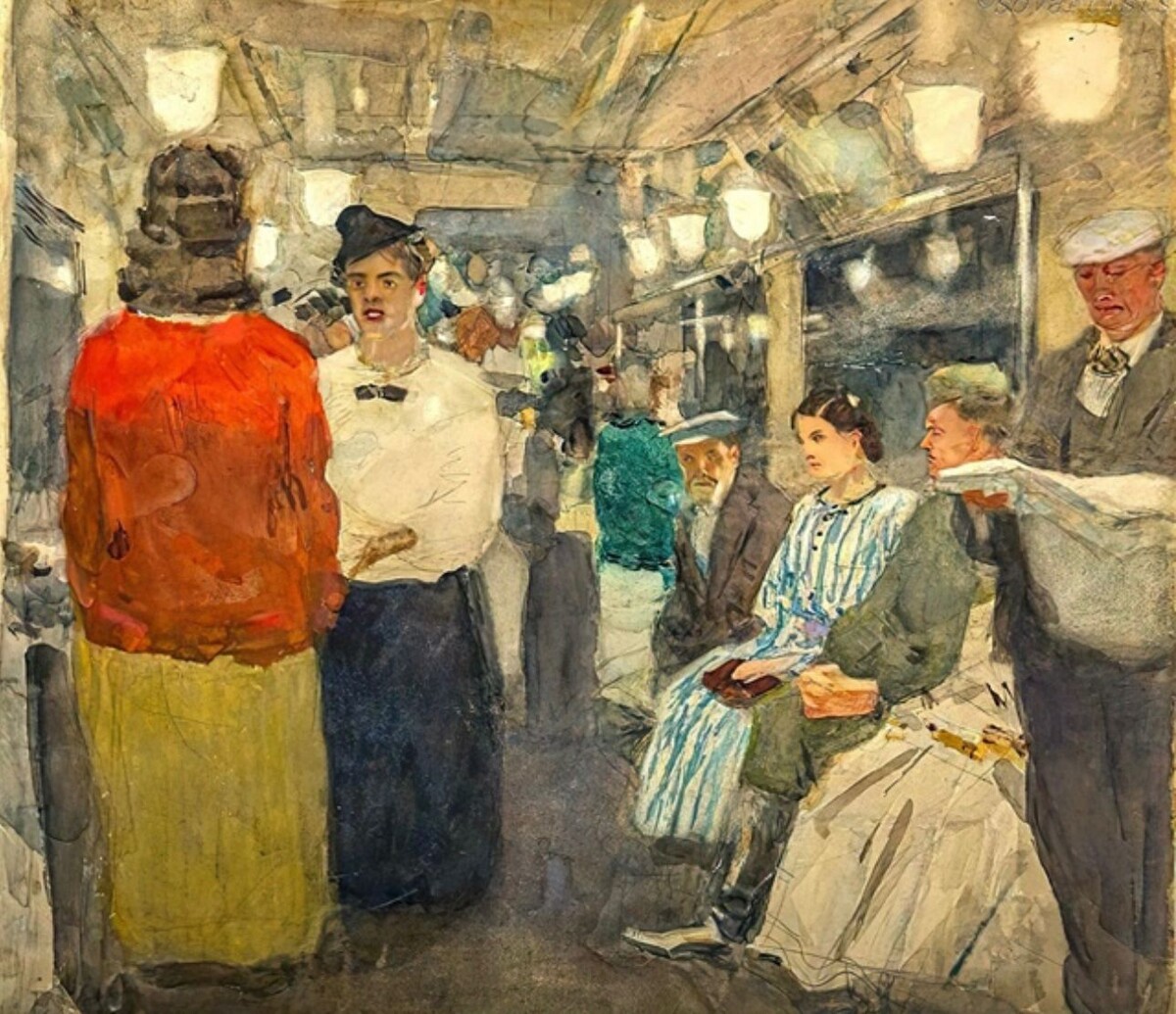 Сергей Герасимов. «В вагоне метро». 1948