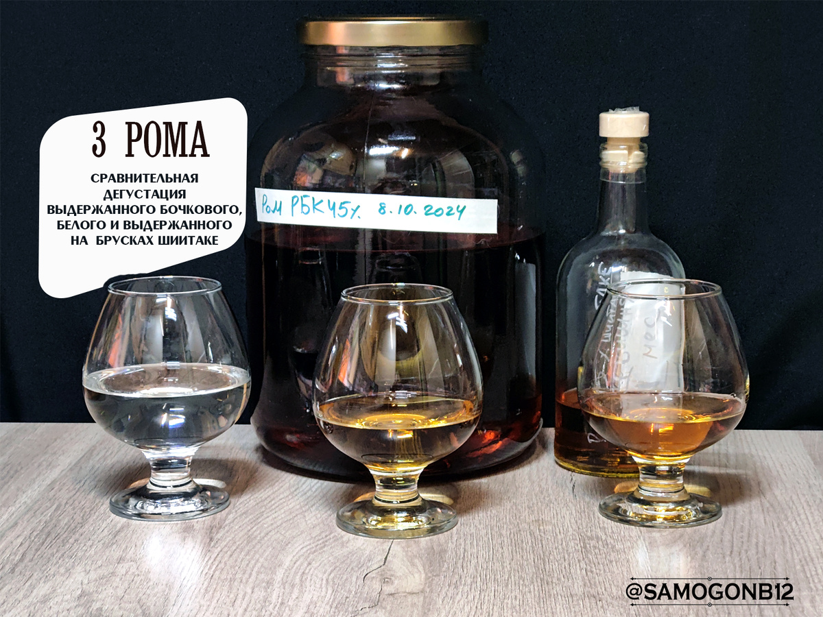 Три рома. Сравниваю белый, бочковой, шиитаченный ром. Фото автора ©