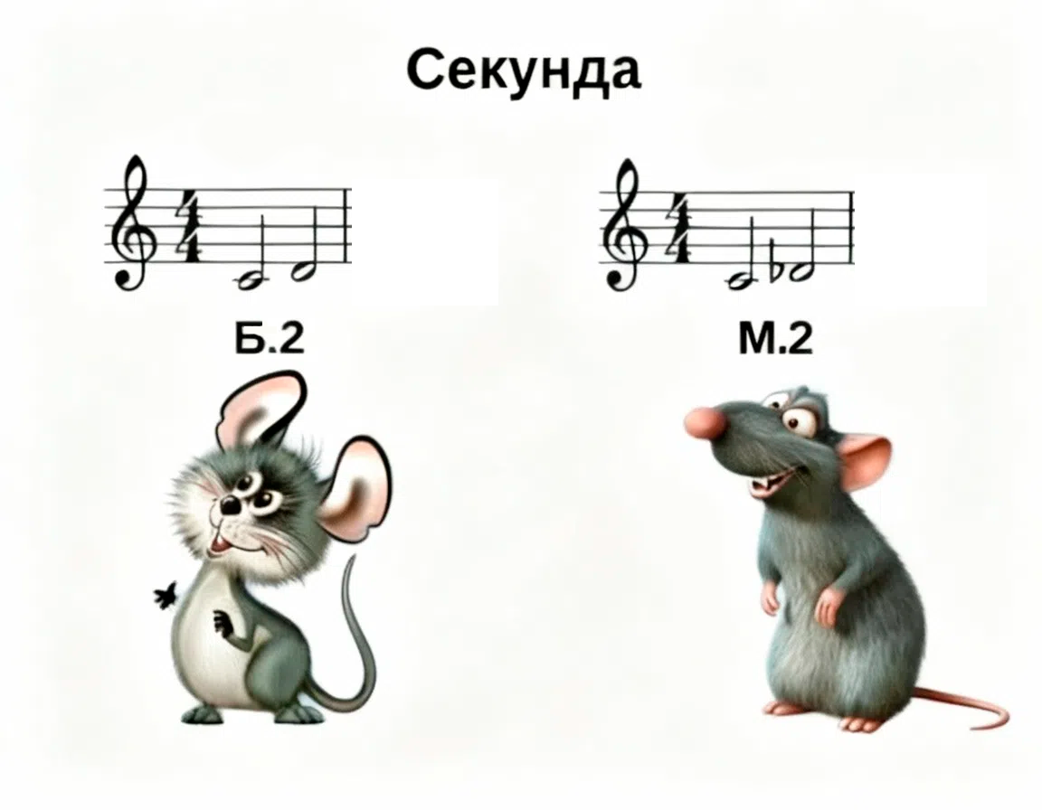 Большая секунда - мышка, малая секунда - крыса