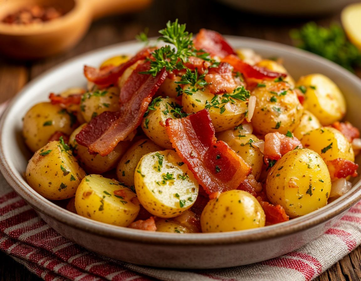    Немецкий картофельный салат с беконом: яркое национальное блюдо Германии - оторваться невозможно