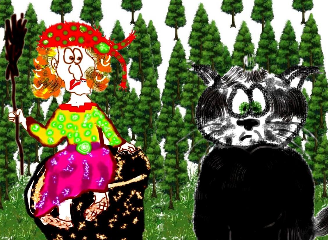 рисунки для коллажа рисовала автор. И она же напоминает, что рисовать всё ещё учится. И ещё напоминает, что если стилус в руки взяла всего дней несколько как, то со сковородкой, скалкой и сковородой прекрасно обращается с младых лет. Что просит учитывать при критике. 