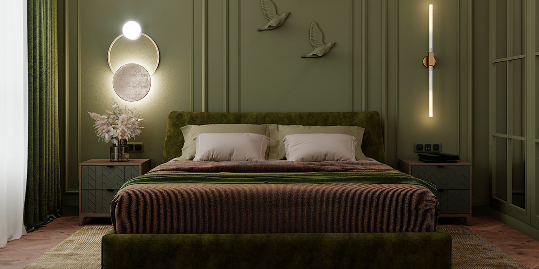 Спальня в зеленых тонах: классные идеи для вдохновения