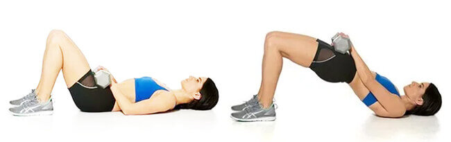 Ягодичный мостик с гантелей