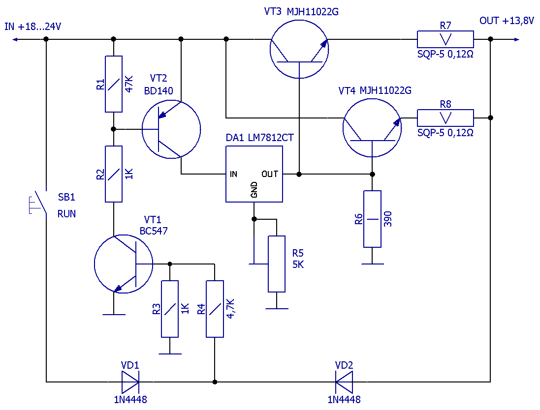 Схема электрическая принципиальная автомобильного блока питания