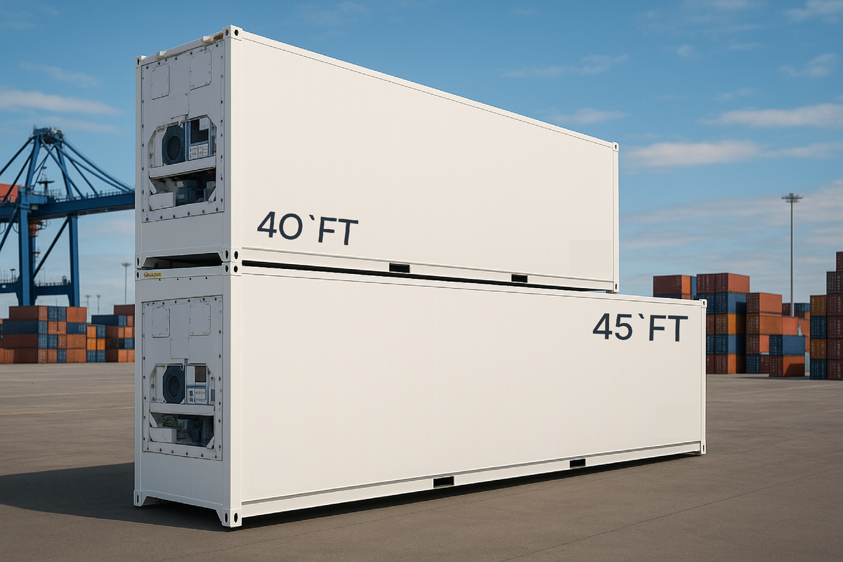 Сравнение 40 футового рефконтейнера и 45 футового