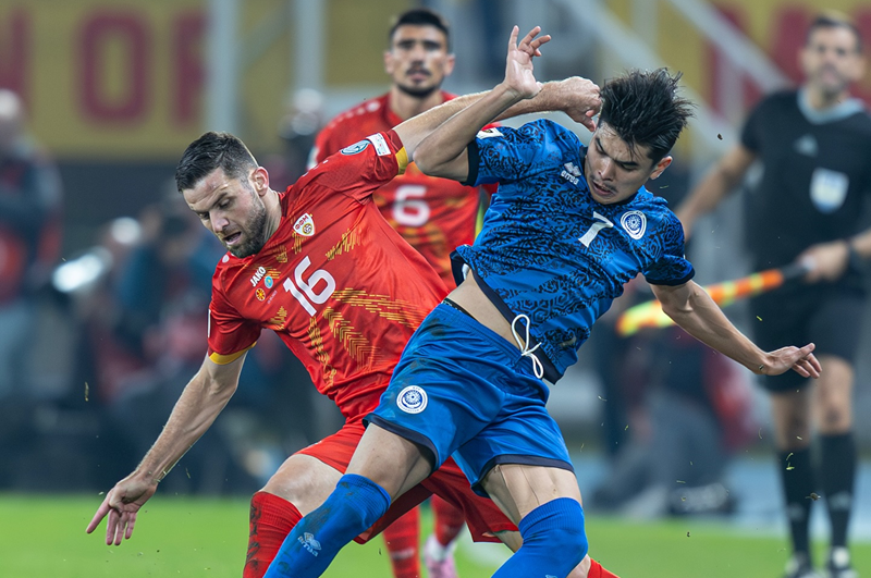 Фрагмент матча Северная Македония-Казахстан. Фото пресс-службы КФФ