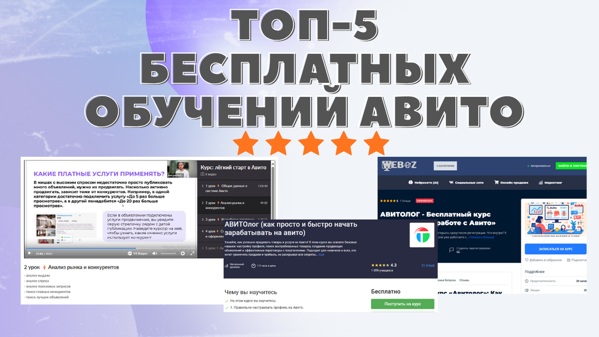 Бесплатное обучение по Авито 2025–2026 — лучшие курсы и советы для начинающих продавцов.