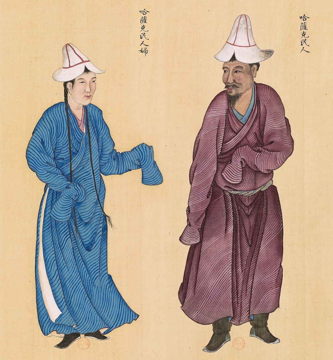 Китайские Уйгуры:Казахский простолюдин со своей женой. Хуан Цин Чжигун Ту, 1769.                    Часть 1.