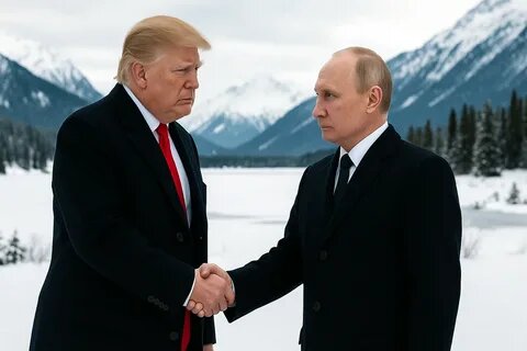 В. В. Путин и Д. Трамп на Аляске