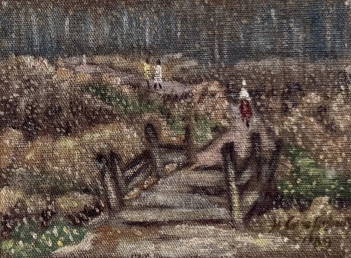 Мостик в Измайловском парке. Осень. Николай Шурганов (Самвелит). Холст на картоне, масло, 1980-е гг. 