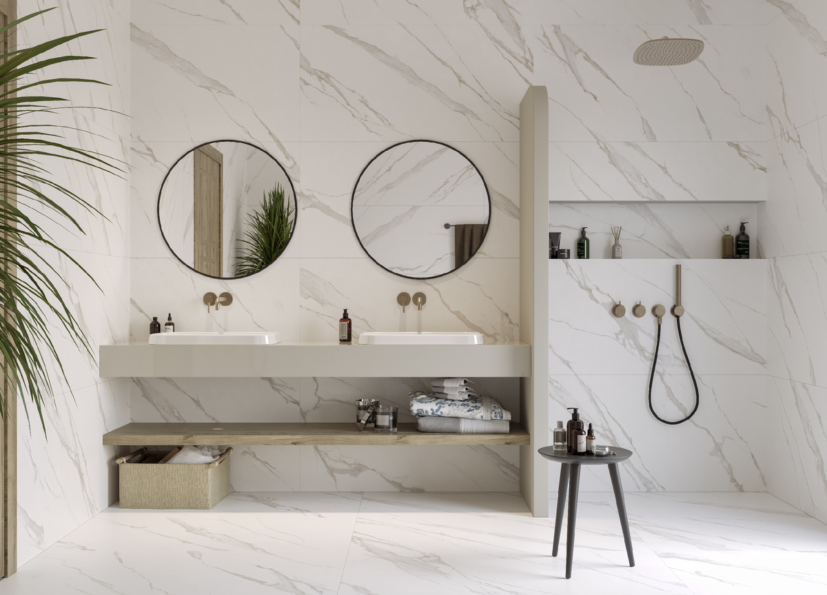 Керамогранит Butik от KERRANOVA, под белый мрамор, горизонтальная укладка