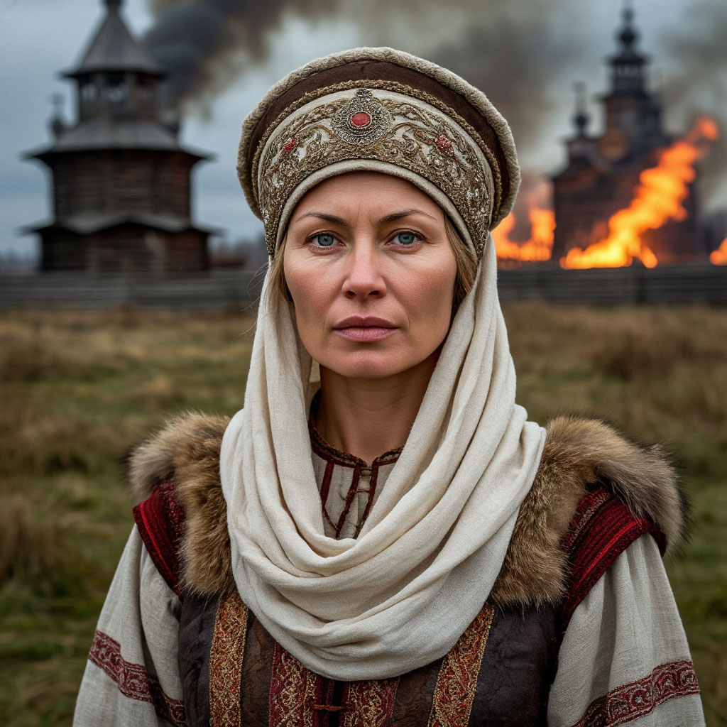 Княгиня Ольга (образ создан нейросетью на основе исторических изображений)