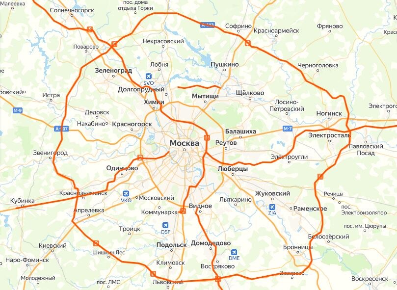 Схема платных дорог с сайта Автодора