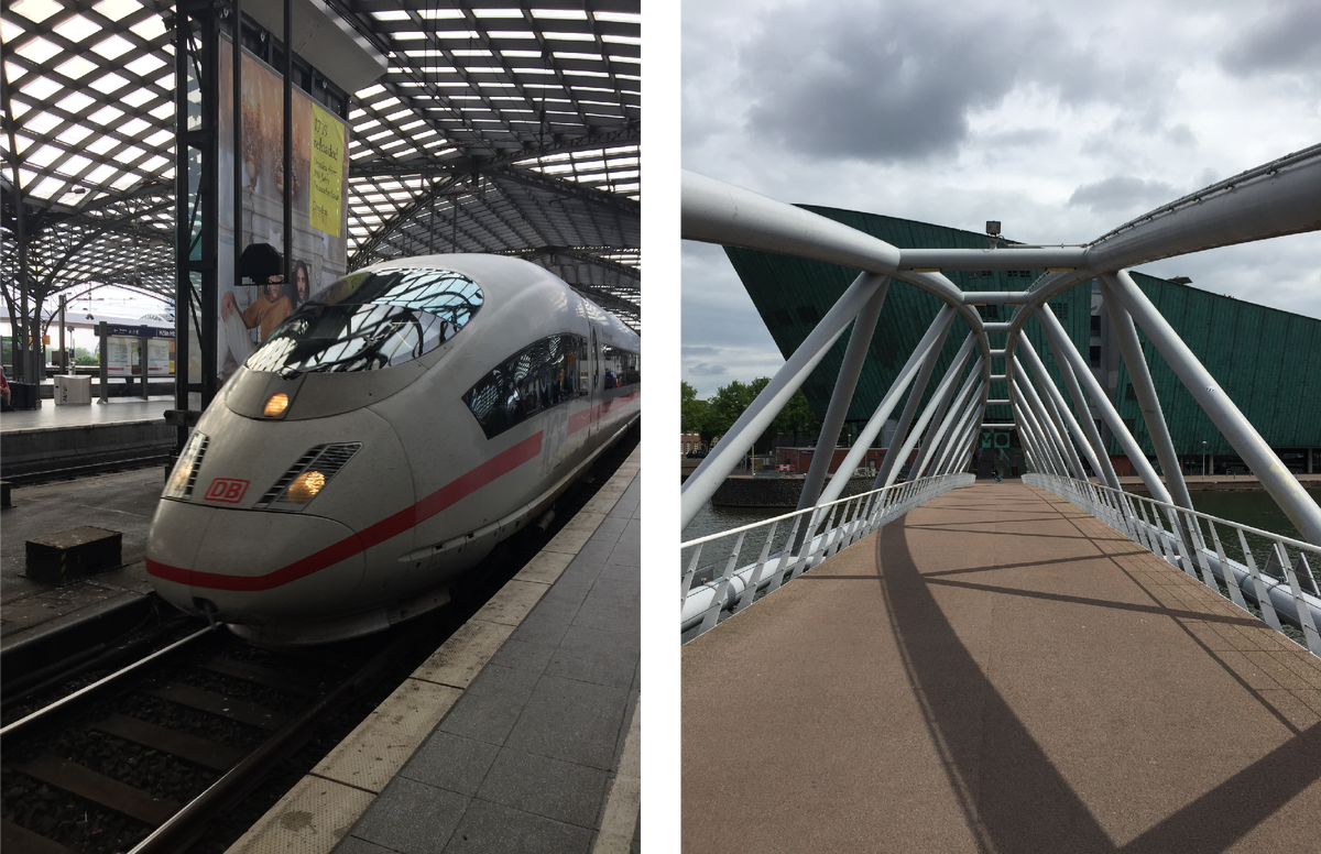 Это наш поезд. Быстрый, но не до конечной))) На фото справа вход в Музей науки в Амстердаме.