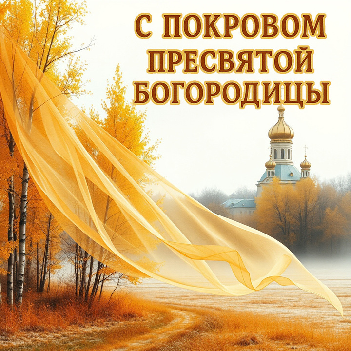 Открытка на праздник Покрова Пресвятой Богородицы