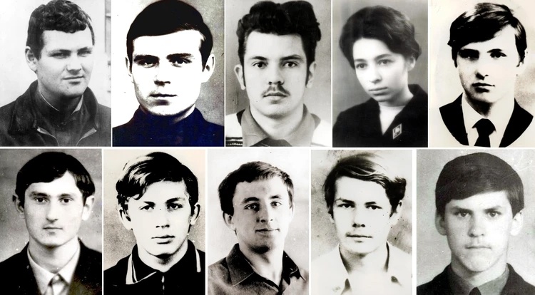 Состав группы. Верхний ряд (слева направо): Михаил Кузнецов, Валентин Землянов, Илья Альтшулер, Лидия Мартина, Александр Новоселов. Нижний ряд: Юрий Ушков, Артем Лекант, Сергей Гусев, Юрий Кривов, Анатолий Пирогов. Фото: личный архив Виктора Ворошилова