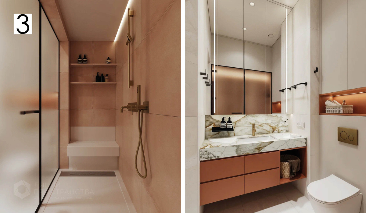 Дизайн-проект санузла в ЖК "PAVCITY" от студии архитектуры и дизайна Линии Пространства