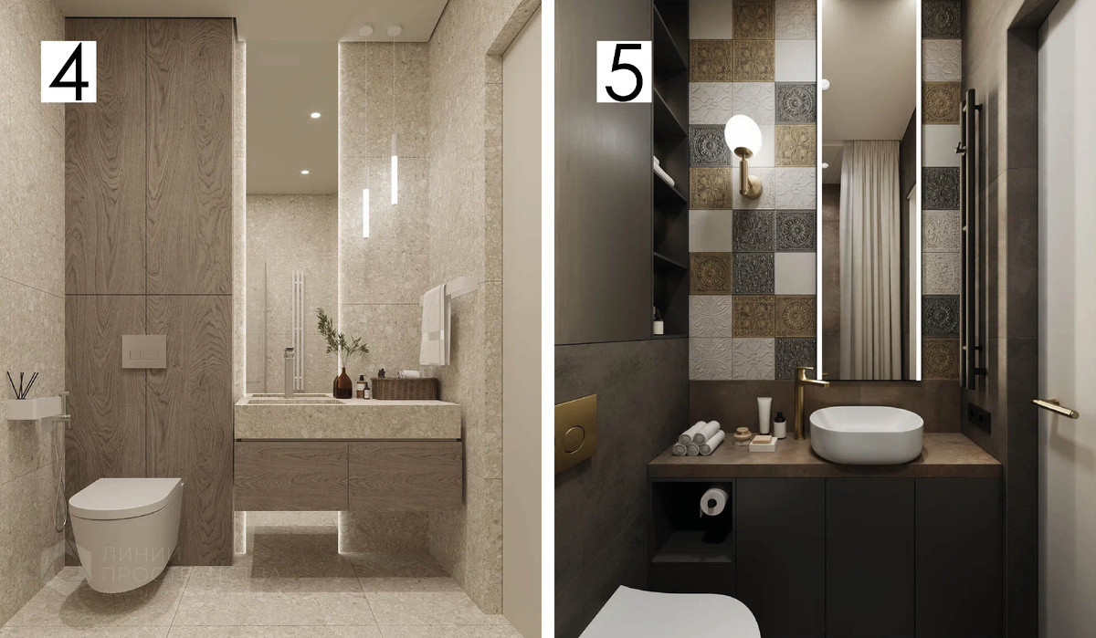Дизайн-проекты санузов от студии архитектуры и дизайна Линии Пространства