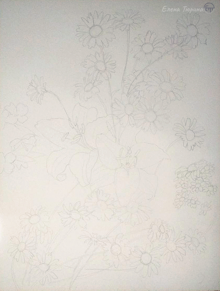 Художник: Елена Тюрина. Вертикальная композиция графитным карандашом. Июль 2025 г.