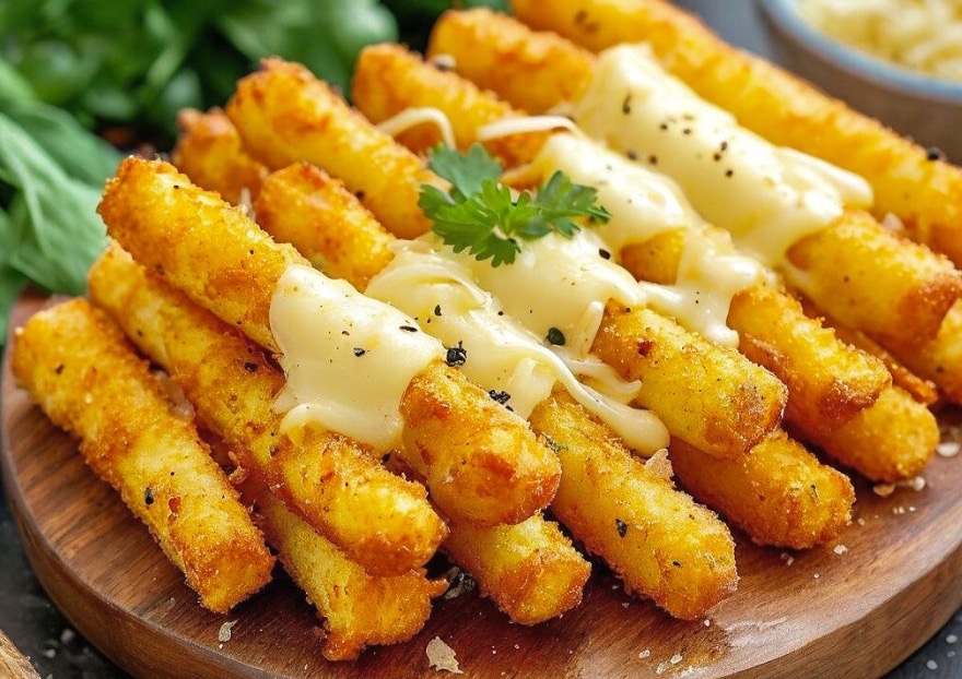 Картофельные палочки с сыром во фритюре.