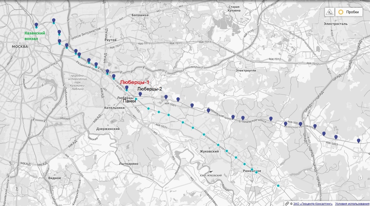 Платформы Казанского направления