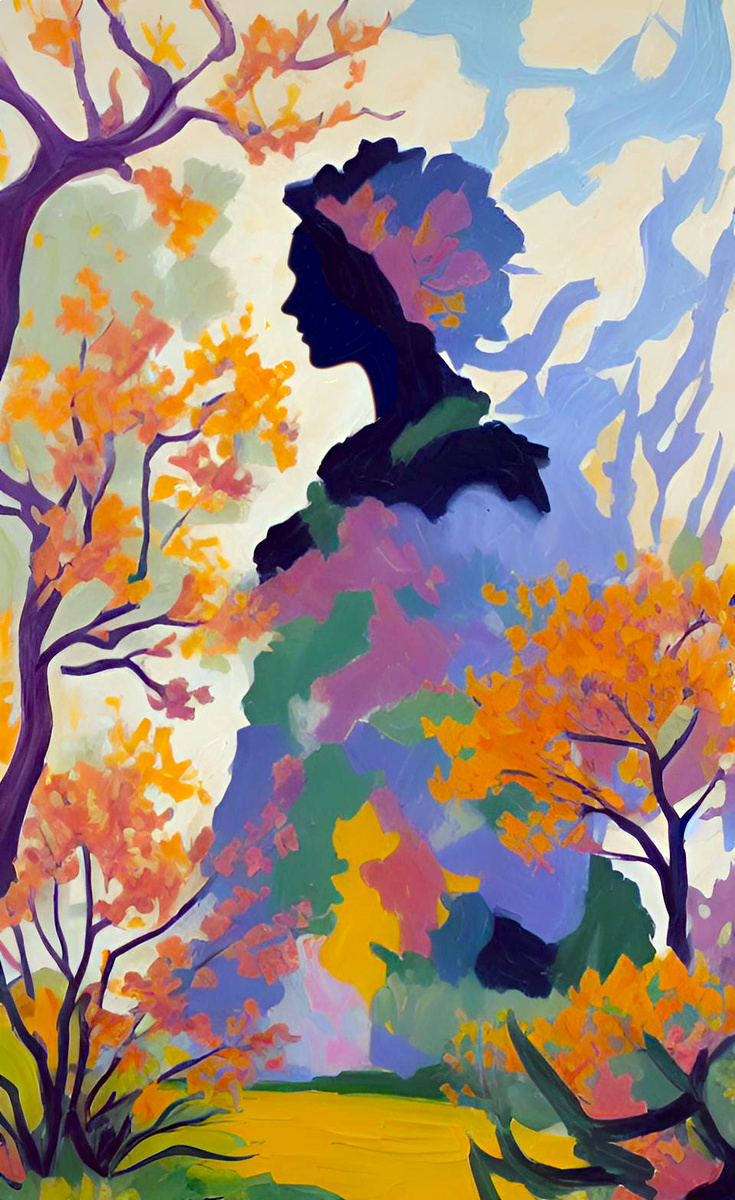 Призрак весны. Иллюстрация создана с помощью нейросетей StableDiffusion и DreamAI и программы Photoshop.