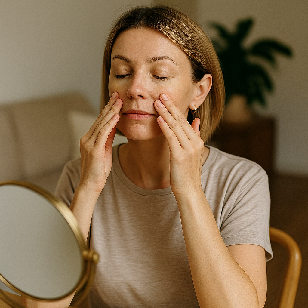 Самомассаж лица после 35, точечные приёмы для улучшения кровообращения, домашний уход для упругости кожи.