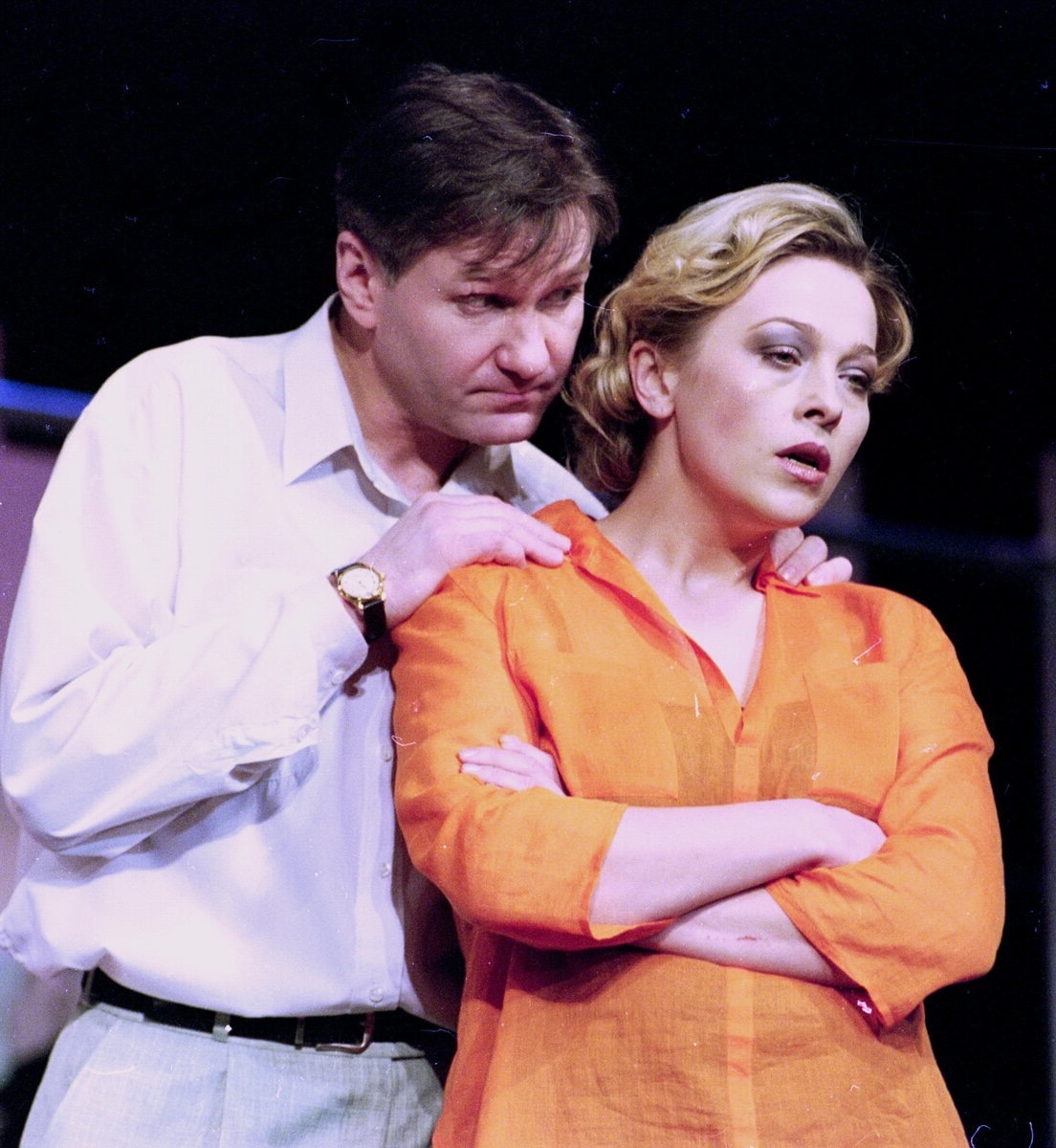 Игорь Бочкин и Анна Легчилова в молодости на театральной сцене