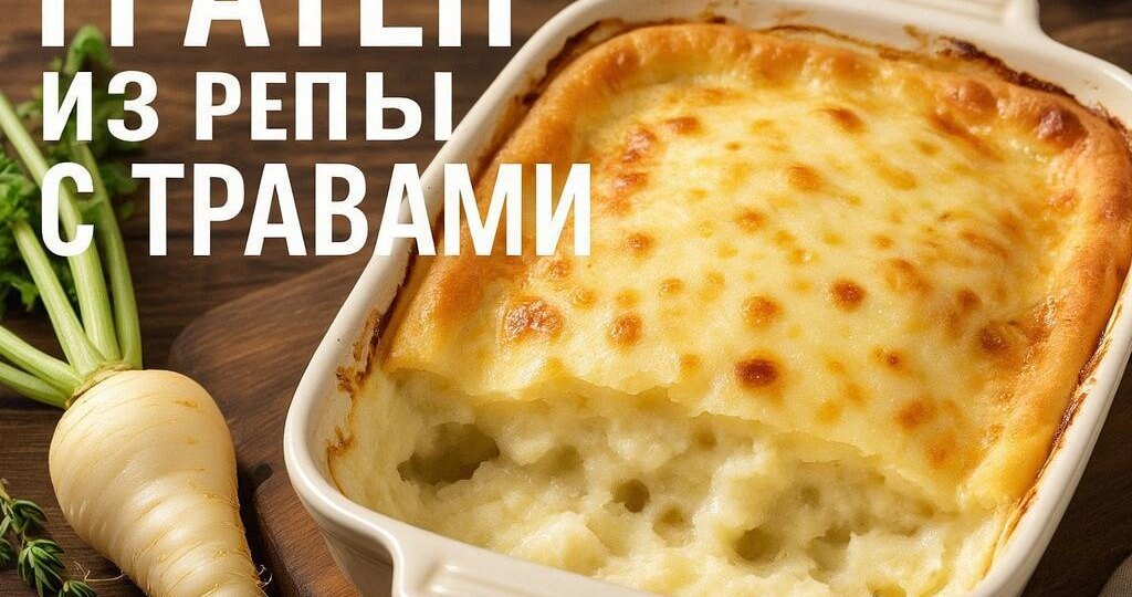 Сливочный гратен из репы с травами