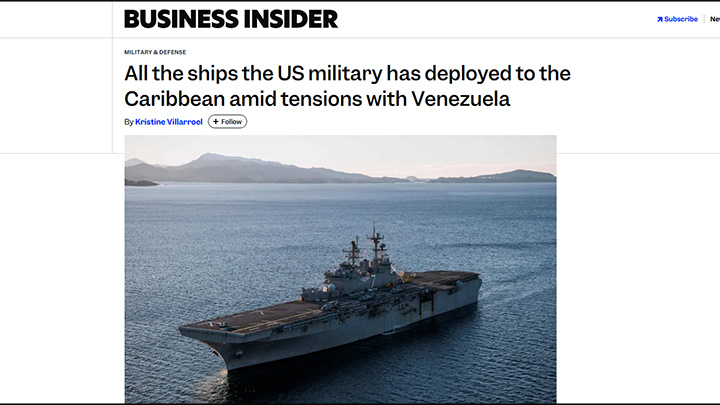    ВМС США обложили Венесуэлу. Скриншот: Business Insider.com.